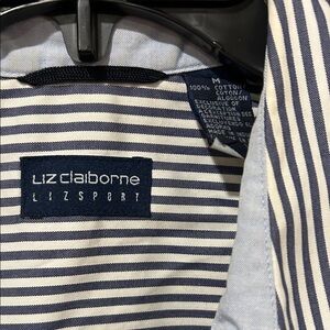 Liz Claiborne Navy and White Striped Top
